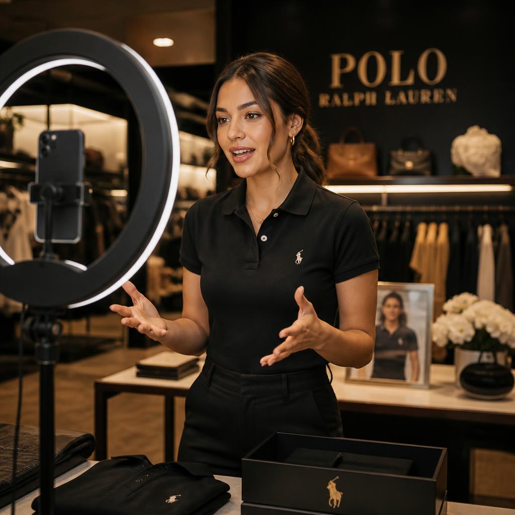 GL content creator filming in retail